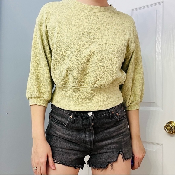 Lululemon Top Textured Crewneck Pullover Sweatshirt Dew Green Light Size 4 Small - Picture 2 of 7